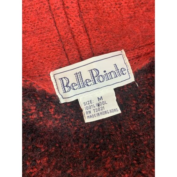 Vtg Bellpointe Wool Black Red Snowflake Cardigan Sweater Blazer Silver Buttons M - Picture 9 of 12